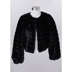 NEW KEREN HART women's faux fur cropped jacket in black